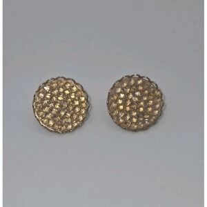 Stella & Dot Gold Dome Stud Earrings Faceted Cluster Vintage Look Retired 1"